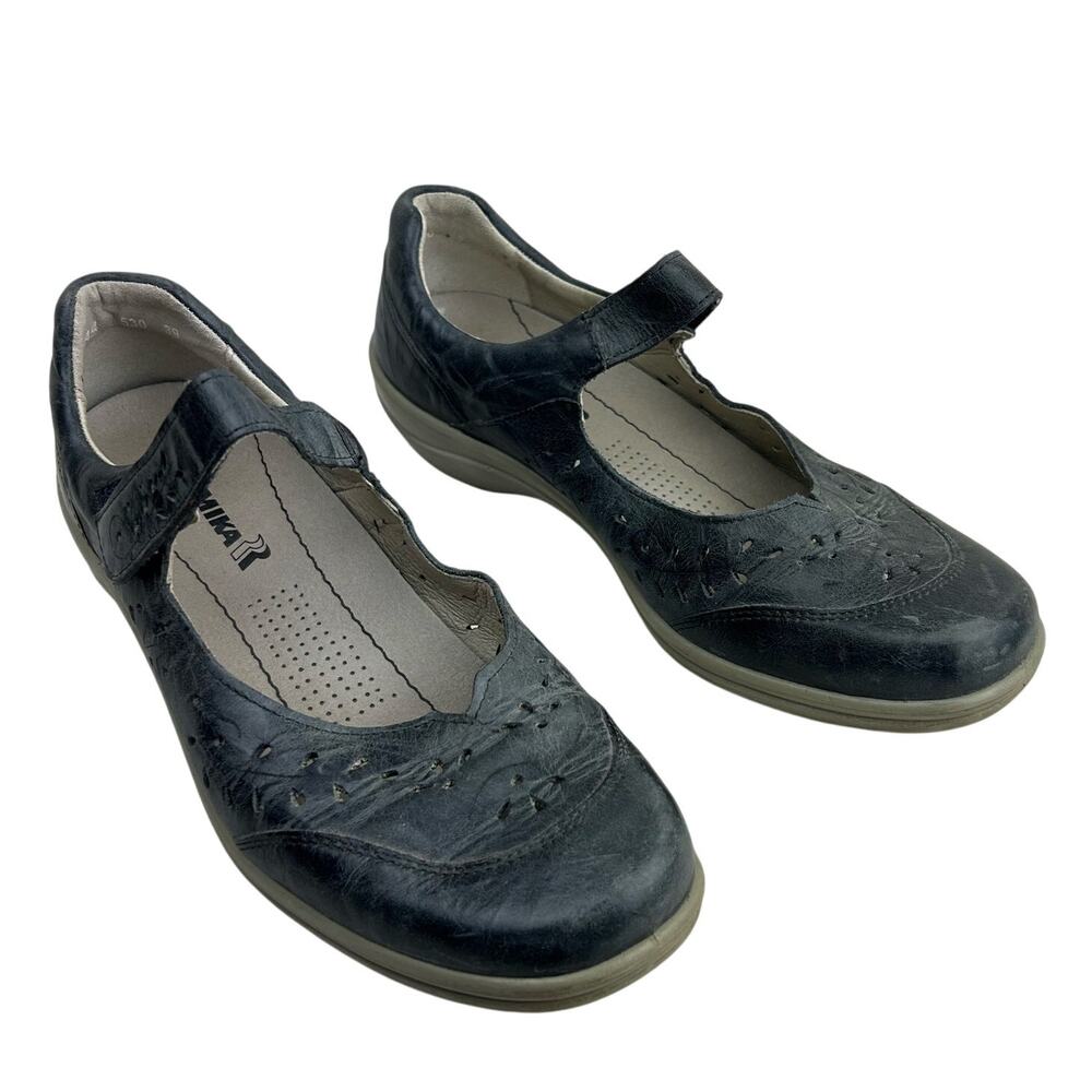 ROMIKA Women's Ballerina Cassie Gray Blue Leather Mary Jane Shoes Size 39 / 8.5